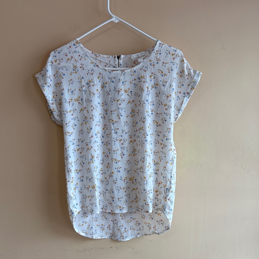 Pink Rose White Floral Blouse